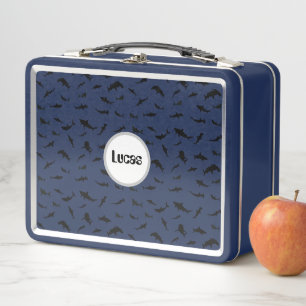 Black and white Shadow fish shark school pattern Metal Lunch Box