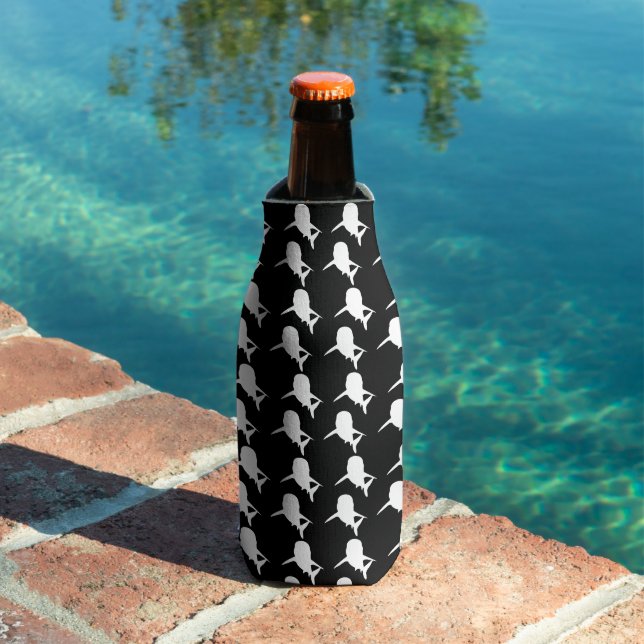 Black and white Shadow fish shark whale pattern Bottle Cooler (In Situ Pool)