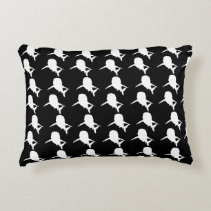 Black and white Shadow fish shark whale pattern Decorative Cushion