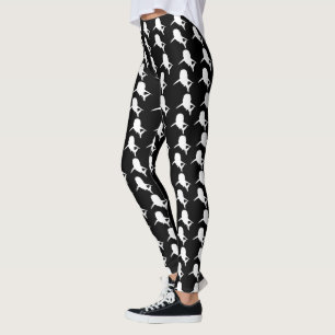 Black and white Shadow fish shark whale pattern Leggings