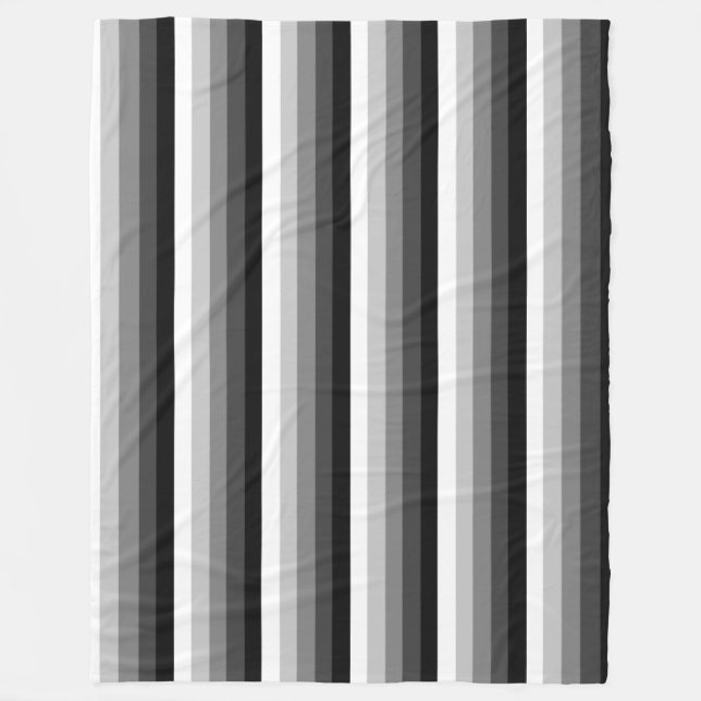 Black and white shadow stripes fleece blanket (Front)