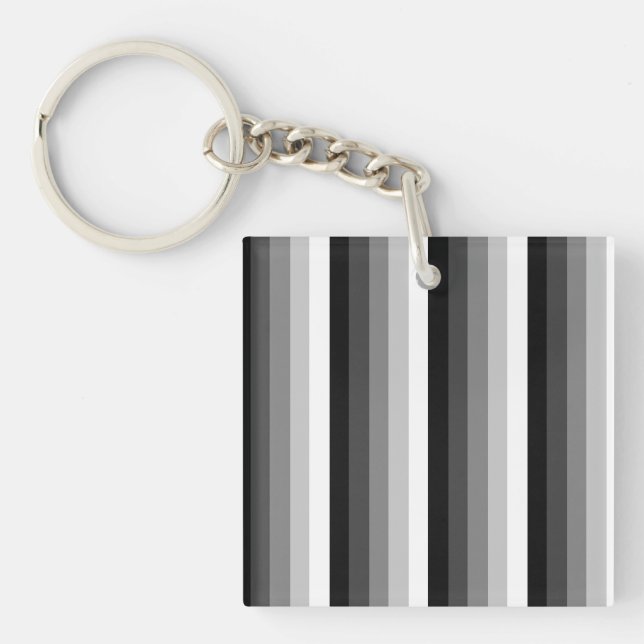 Black and white shadow stripes key ring (Front)