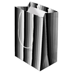 Black and white shadow stripes medium gift bag