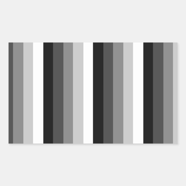Black and white shadow stripes rectangular sticker (Front)