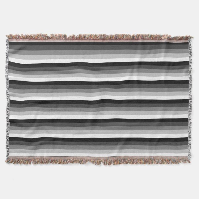 Black and white shadow stripes throw blanket (Front)