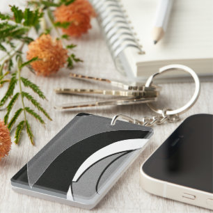 Black and White Shape Art Key Ring
