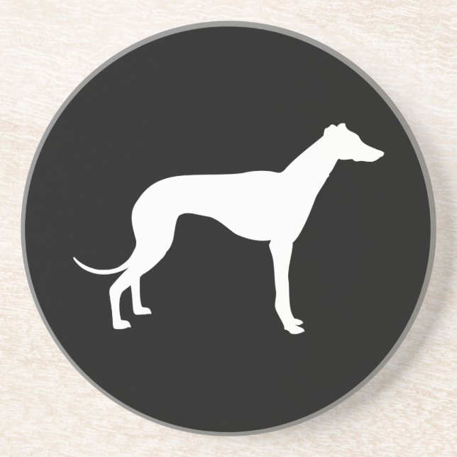 Black and White Shape of Greyhound Coaster (Front)