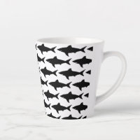 Black and white shark fish pattern café 