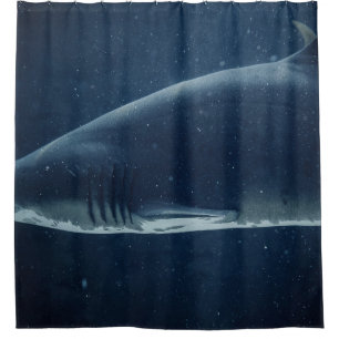 BLACK AND WHITE SHARK UNDERWATER SHOWER CURTAIN