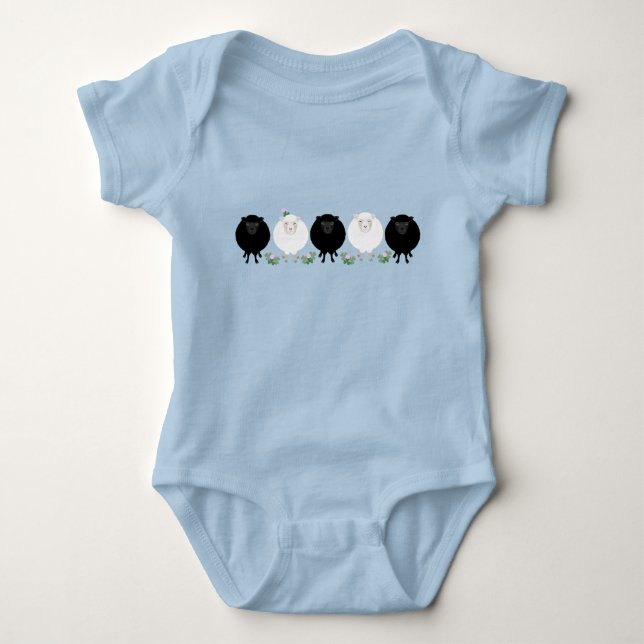 Black and White Sheep Baby Bodysuit (Front)