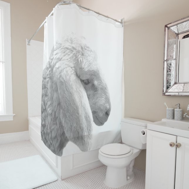 Black and White Sheep Shower Curtain (In Situ)