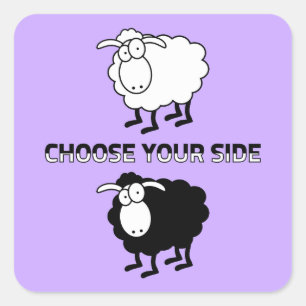 Black and white sheep square sticker