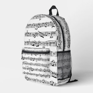 Black and White Sheet Music Printed Backpack