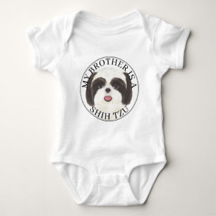 Black and White Shih Tzu Brother Baby Bodysuit