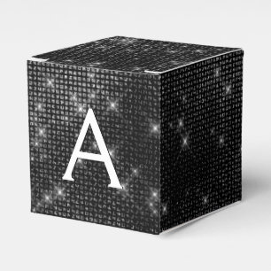 Black and White Shimmer Monogram - Add Your Name Favour Box