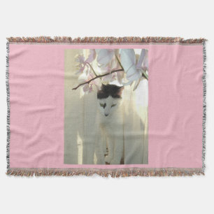 Black and White Short Haired Kitten Throw Blanket