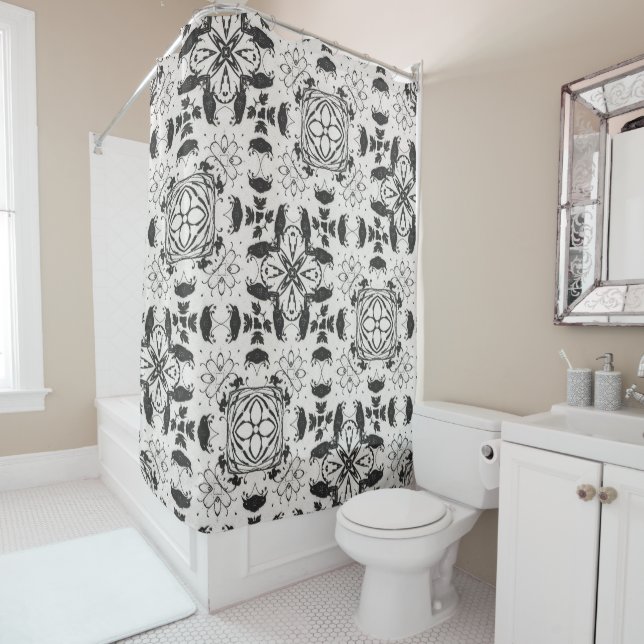 Black and White Shower Curtain (In Situ)