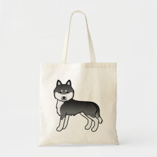Black And White Siberian Husky Cute Cartoon Dog Tote Bag