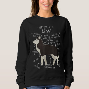 Black and White Siberian Husky Dog Anatomy  Pet Mo Sweatshirt