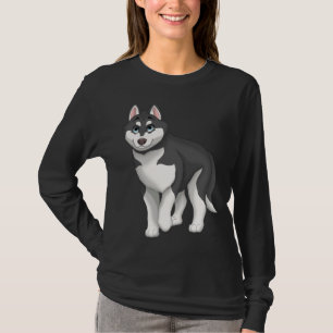 Black and White Siberian Husky Dog with Blue Eyes T-Shirt