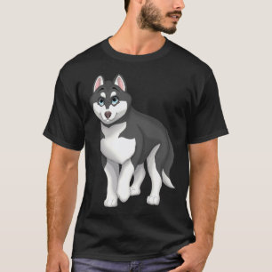 Black and White Siberian Husky Dog with Blue Eyes T-Shirt