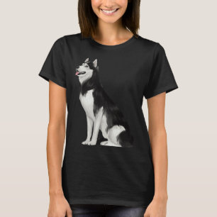 Black And White Siberian Husky     T-Shirt