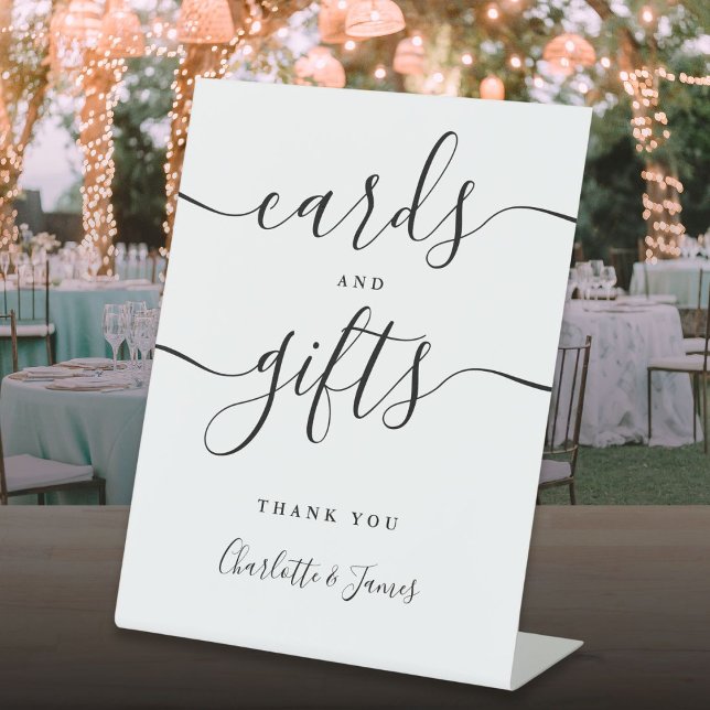 Black And White Signature Script Cards And Gifts Pedestal Sign (Black And White Signature Script Cards And Gifts Pedestal Sign)