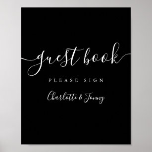 Black And White Signature Script Guest Book Sign