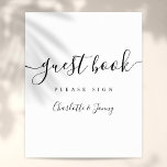 Black And White Signature Script Guest Book Sign<br><div class="desc">This elegant black and white script minimalist guest book sign is perfect for all celebrations. Designed by Thisisnotme©</div>