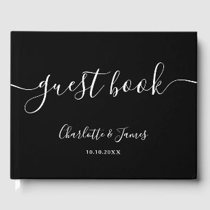 Black And White Signature Script Photo Wedding Guest Book