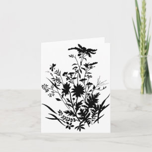 Black and White Silhouette Floral...notecard Card
