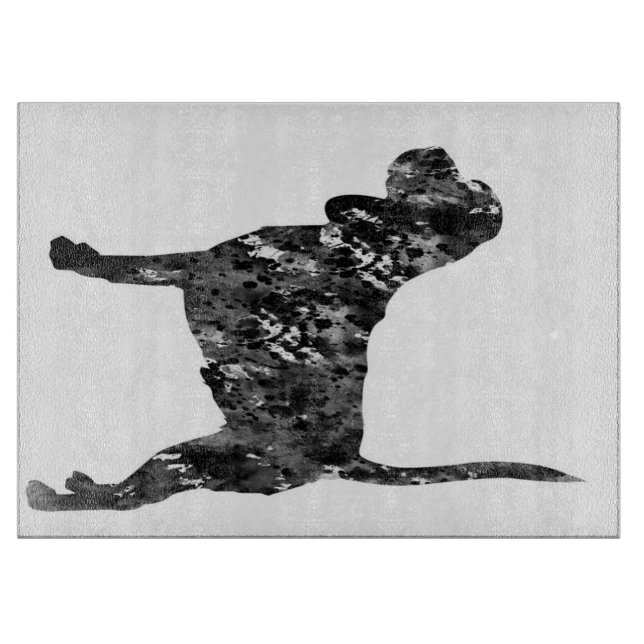 Black And White Silhouette Of A Standing Beagle Cutting Board (Front)