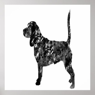 Black And White Silhouette Of A Standing Beagle Poster