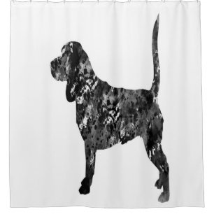 Black And White Silhouette Of A Standing Beagle Shower Curtain