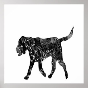 Black And White Silhouette Of A Walking Beagle Dog Poster