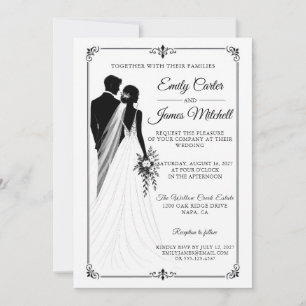 Black and White Silhouette Wedding Invitation
