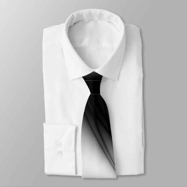 Black and White Silk Look Estuary Tie (Tied)