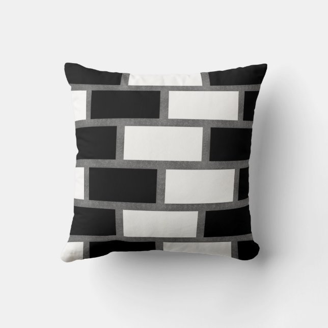 Black And White Sillitoe Tartan Chequered Pattern  Cushion (Back)