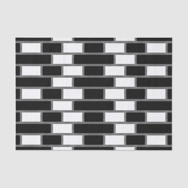 Black And White Sillitoe Tartan Chequered Pattern  Tissue Paper (Front)