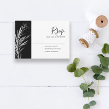 Black and White Silver RSVP Wedding Response Card