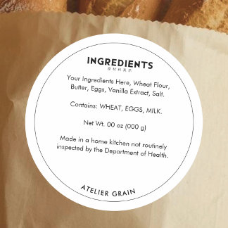 Black and White Simple Border Ingredient List Classic Round Sticker