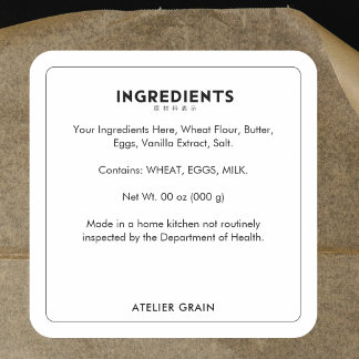Black and White Simple Border Ingredients Product Square Sticker