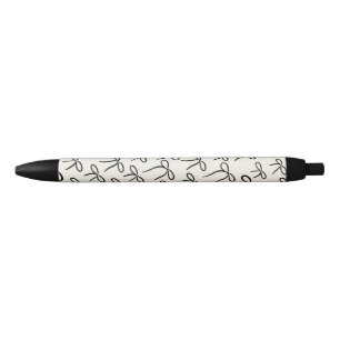 Black and White Simple Bows Pattern Black Ink Pen