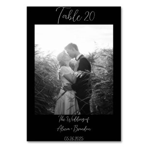 Black and White Simple Calligraphy Script Photo Table Number