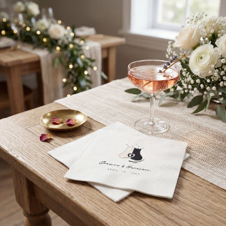 Black and white simple  Cat Modern Wedding Napkin