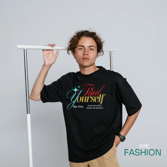 Black and White Simple Elegant "Find Yourself " T-Shirt (Creator Uploaded)