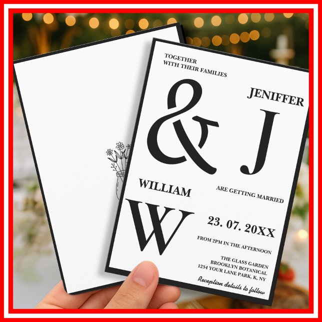 Black and White Simple Elegant Modern Wedding Invitation (Creator Uploaded)