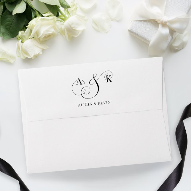Black and white simple elegant wedding  envelope (Creator Uploaded)