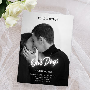 Black and white simple elegant wedding photo  invitation