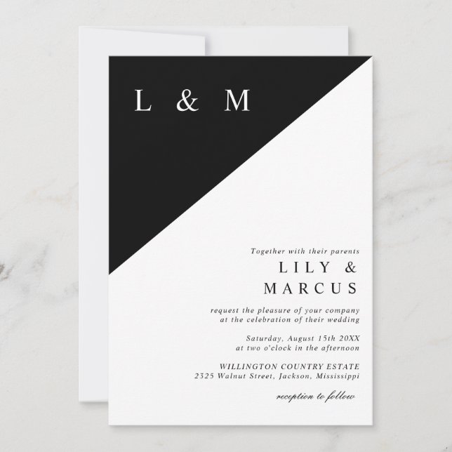Black And White Simple Elegant Wedding QR Code Invitation (Front)